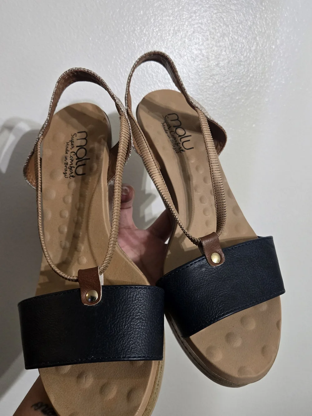 Malu Navy & Tan Slingback Comfort Sandals